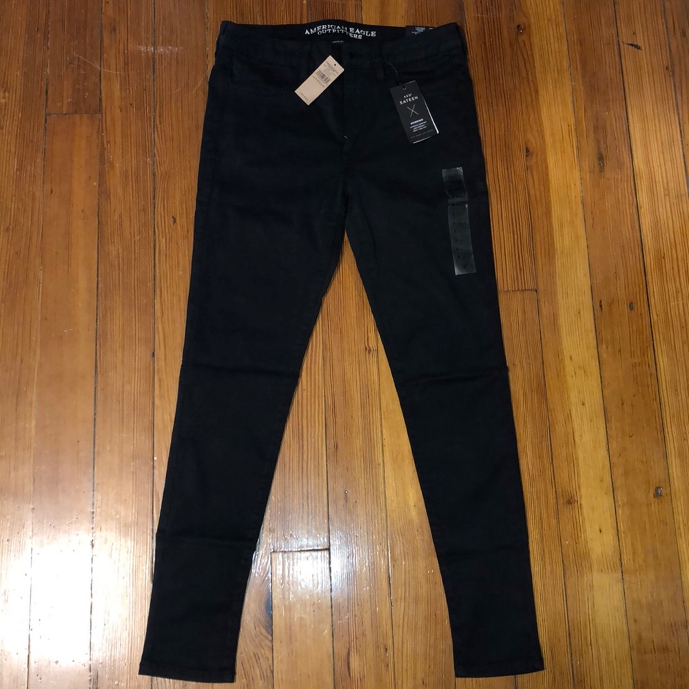 New American Eagle Hi-Rise Black Jeggings, Size 8
